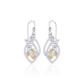 Modern Celtic Triskele Silver and 14K Gold Accent Earrings TEV2071