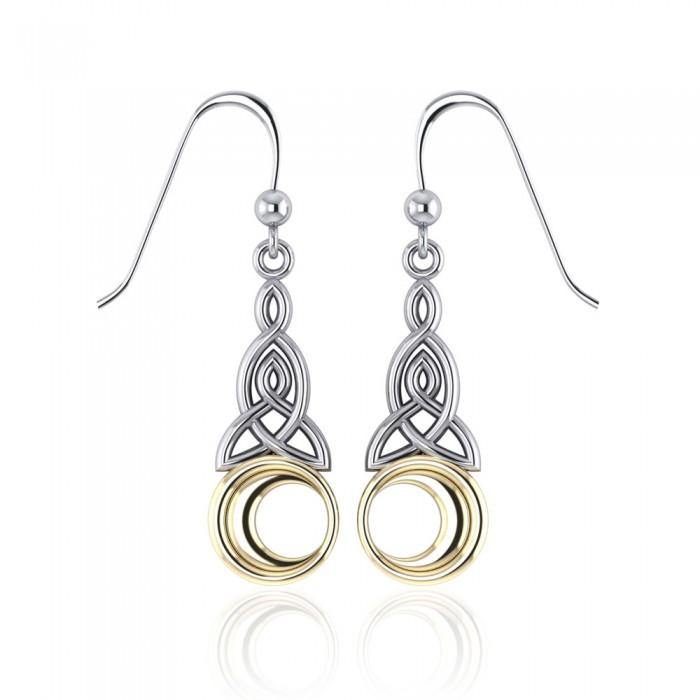 Celtic Knot Moon Sterling Silver with 14K Gold Accent Earrings TEV2565