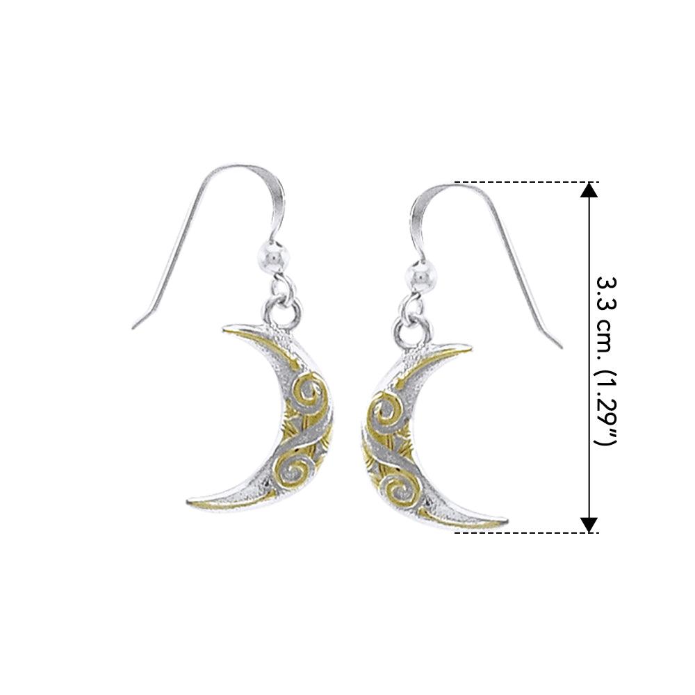 Crescent Moon Spiral Silver and 14K Gold Accent Earrings By Courtney Davis TEV2914