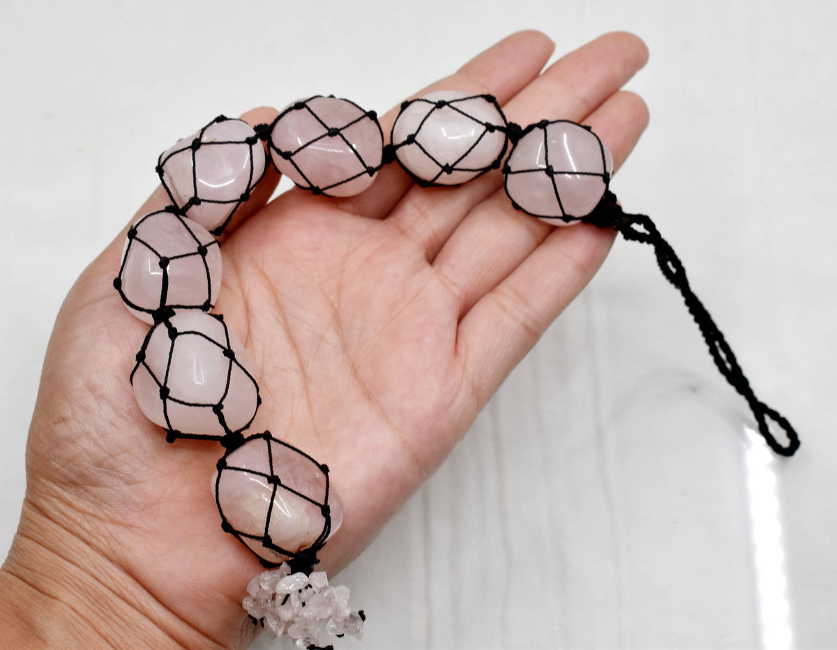 Rose Quartz Crystal Hanger, Car Accessories (Calming And Patience) | | Wiccan Center
