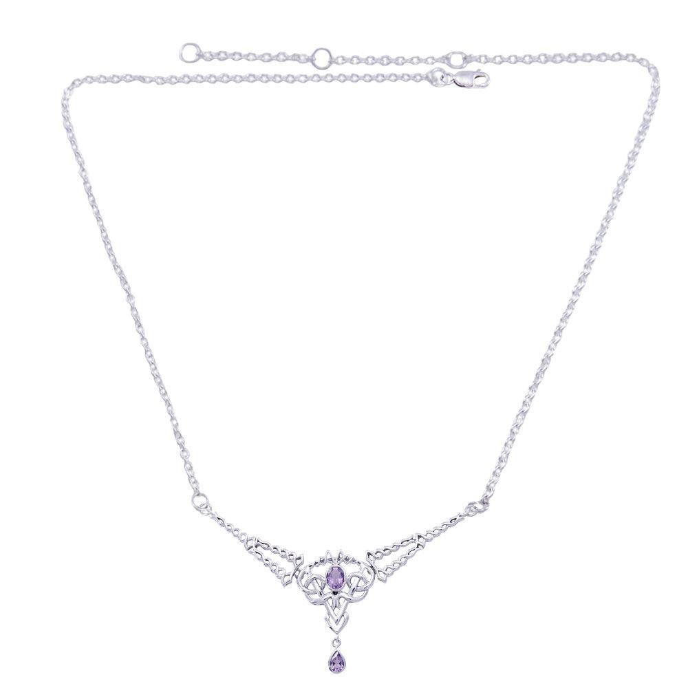 Celtic Filigree Twist Sterling Silver Necklace with Gemstone TN050