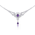 Celtic Filigree Twist Sterling Silver Necklace with Gemstone TN050