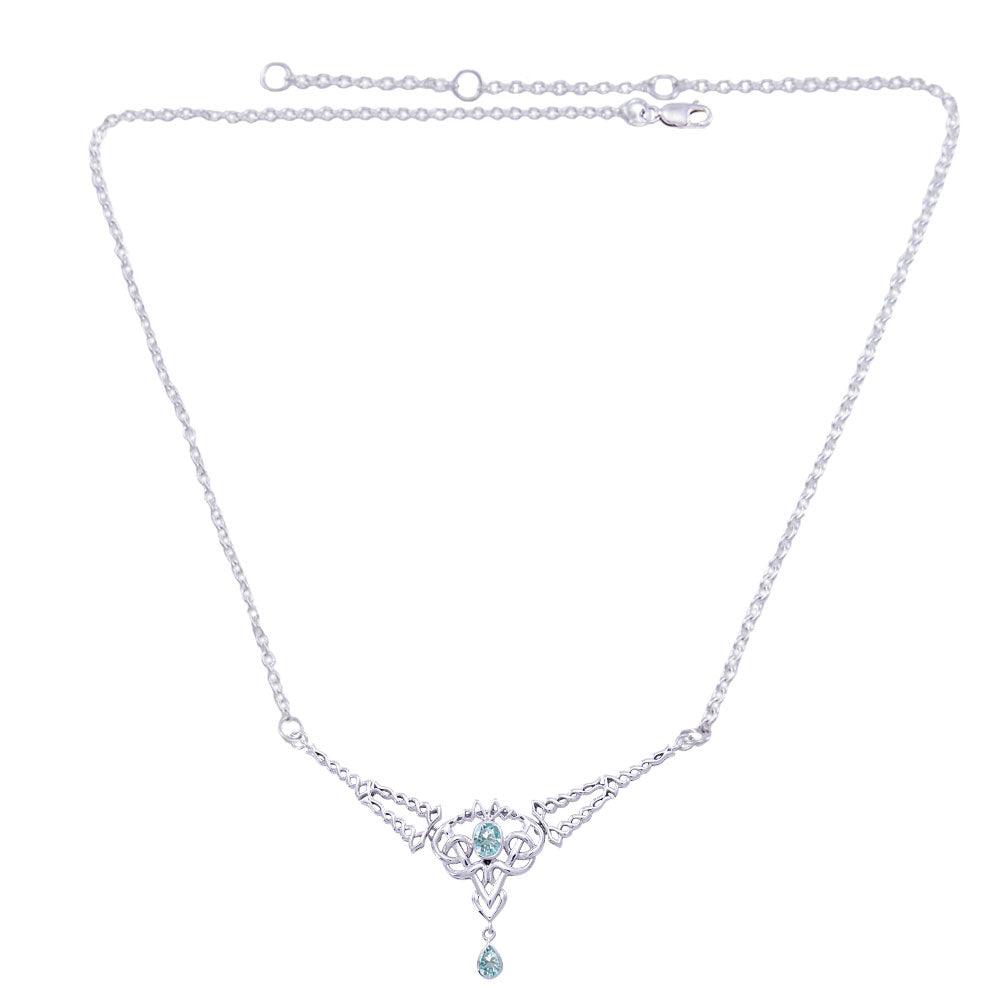 Celtic Filigree Twist Sterling Silver Necklace with Gemstone TN050