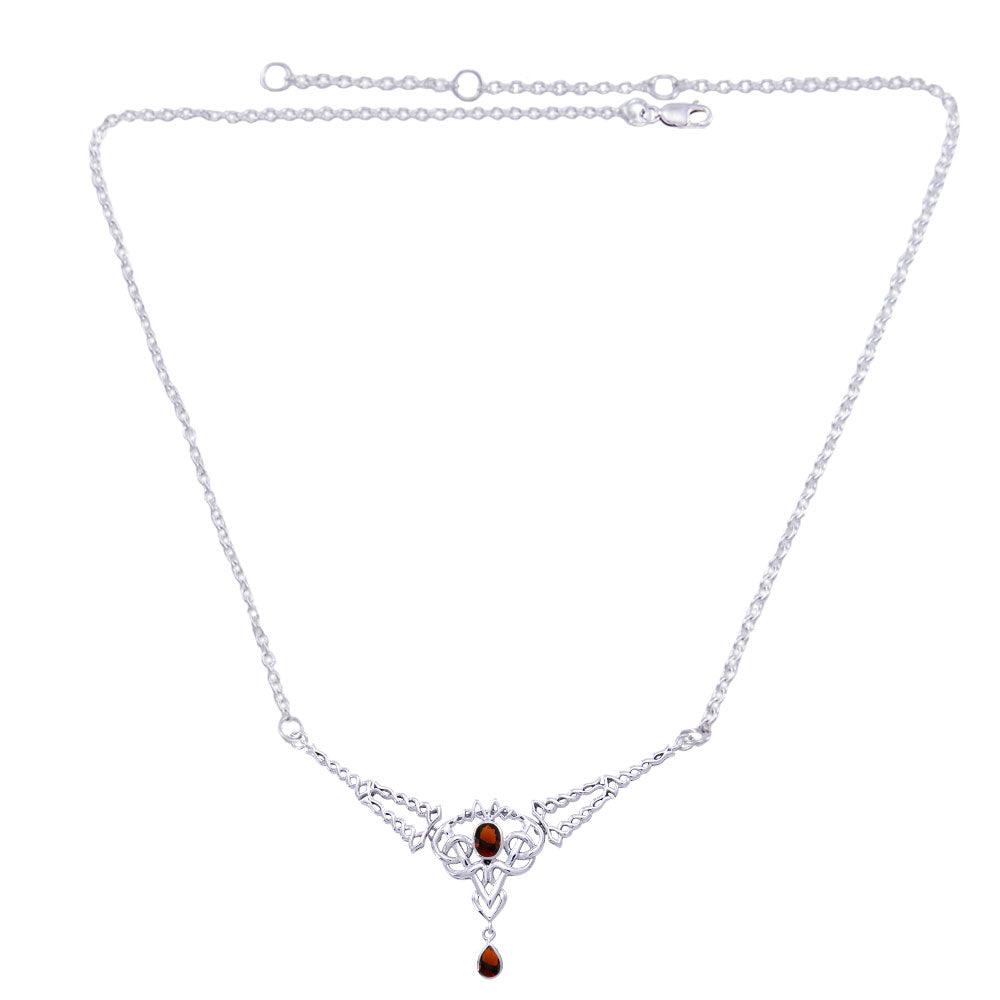Celtic Filigree Twist Sterling Silver Necklace with Gemstone TN050