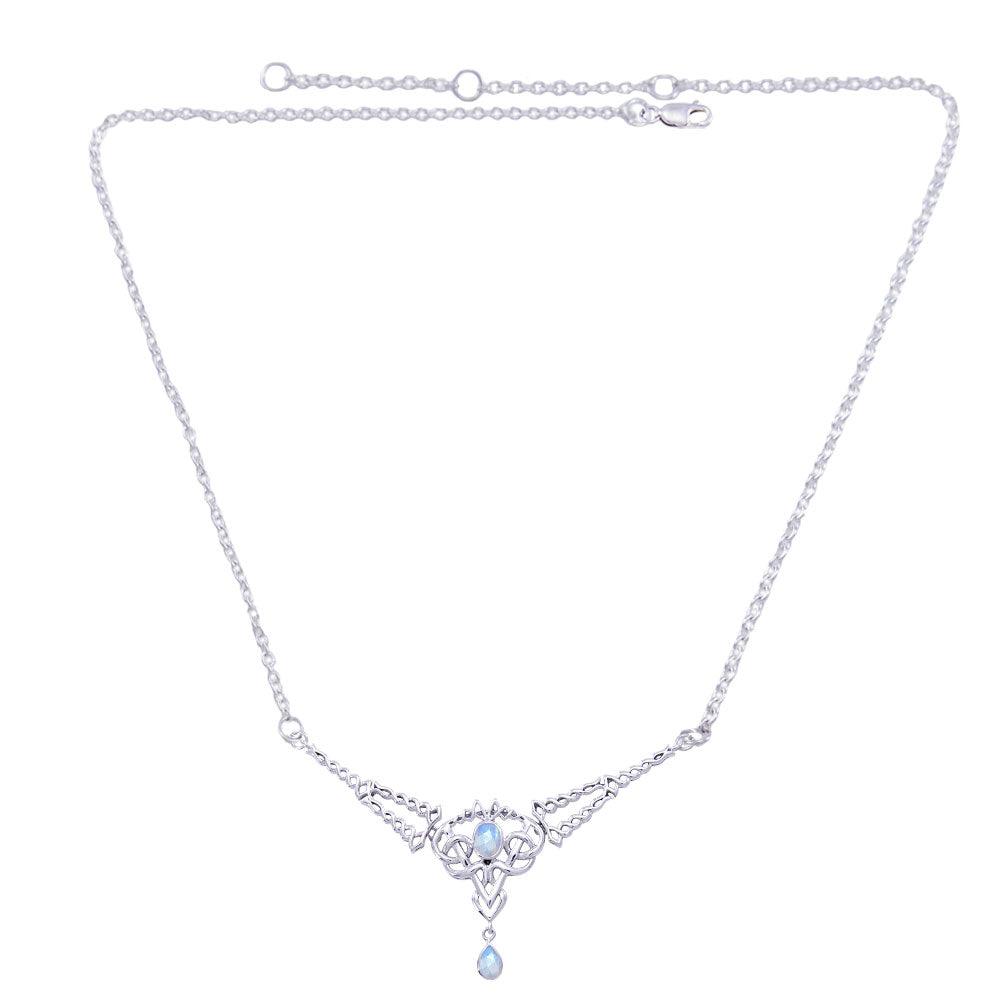 Celtic Filigree Twist Sterling Silver Necklace with Gemstone TN050