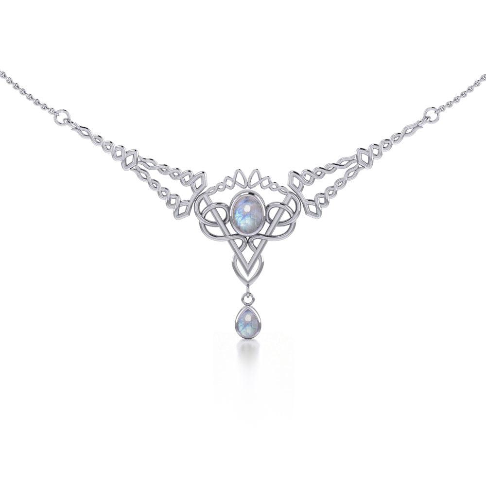 Celtic Filigree Twist Sterling Silver Necklace with Gemstone TN050