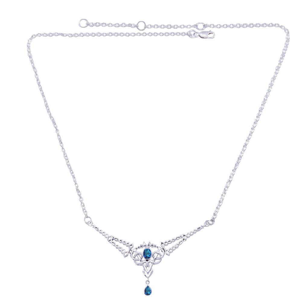 Celtic Filigree Twist Sterling Silver Necklace with Gemstone TN050