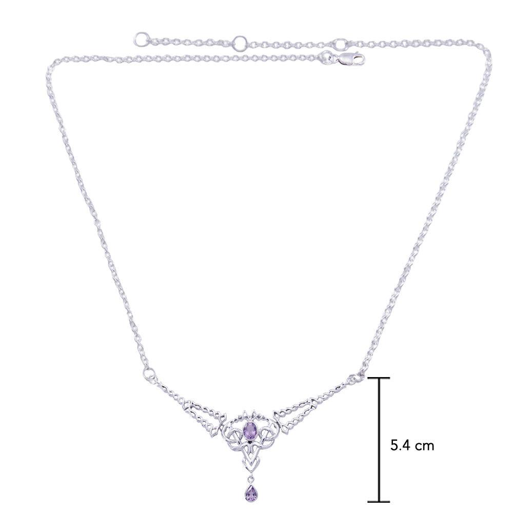 Celtic Filigree Twist Sterling Silver Necklace with Gemstone TN050
