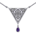 Celtic Knotwork Bird Sterling Silver Necklace With Gemstone TN053