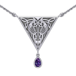 Celtic Knotwork Bird Sterling Silver Necklace With Gemstone TN053 | Necklace | Wiccan Center