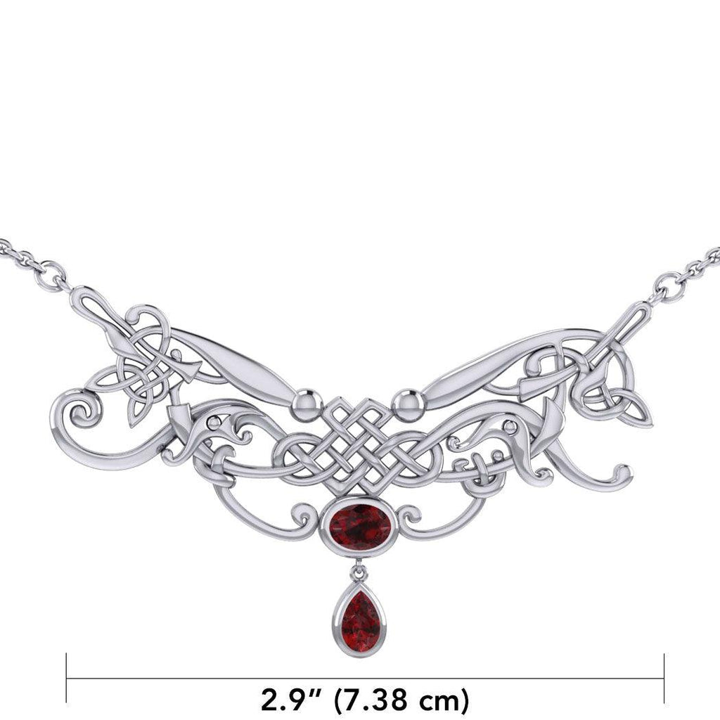 An ancient representation of wonder and endless cycles ~ Celtic Knotwork Sterling Silver Necklace with Gemstone TN054