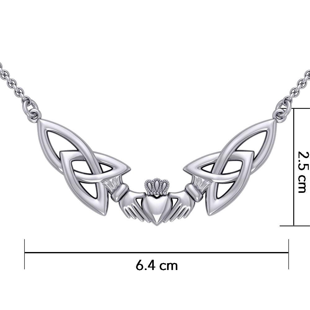 I give you my lasting love ~ Celtic Knotwork Claddagh Sterling Silver Necklace TN093
