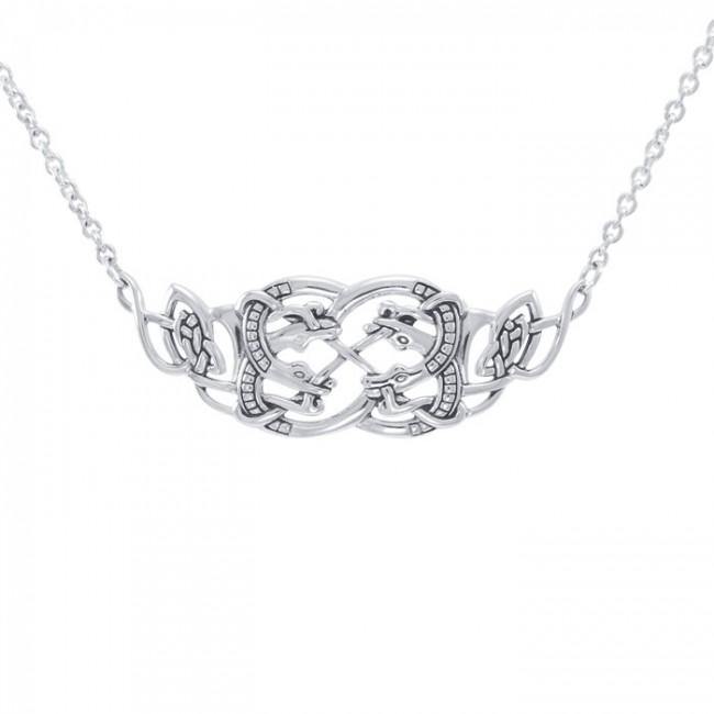Celtic Quaternary Knot Snakes Sterling Silver Necklace TN182