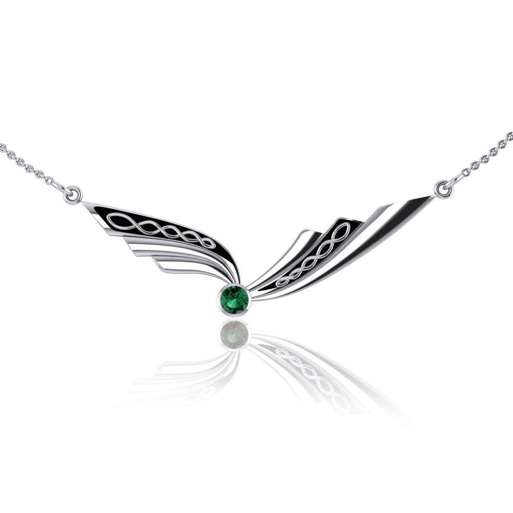 Celtic Knotwork Silver Necklace with Gemstone TN190