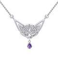 Celtic Knotwork Sterling Silver Necklace with Gemstone TN256