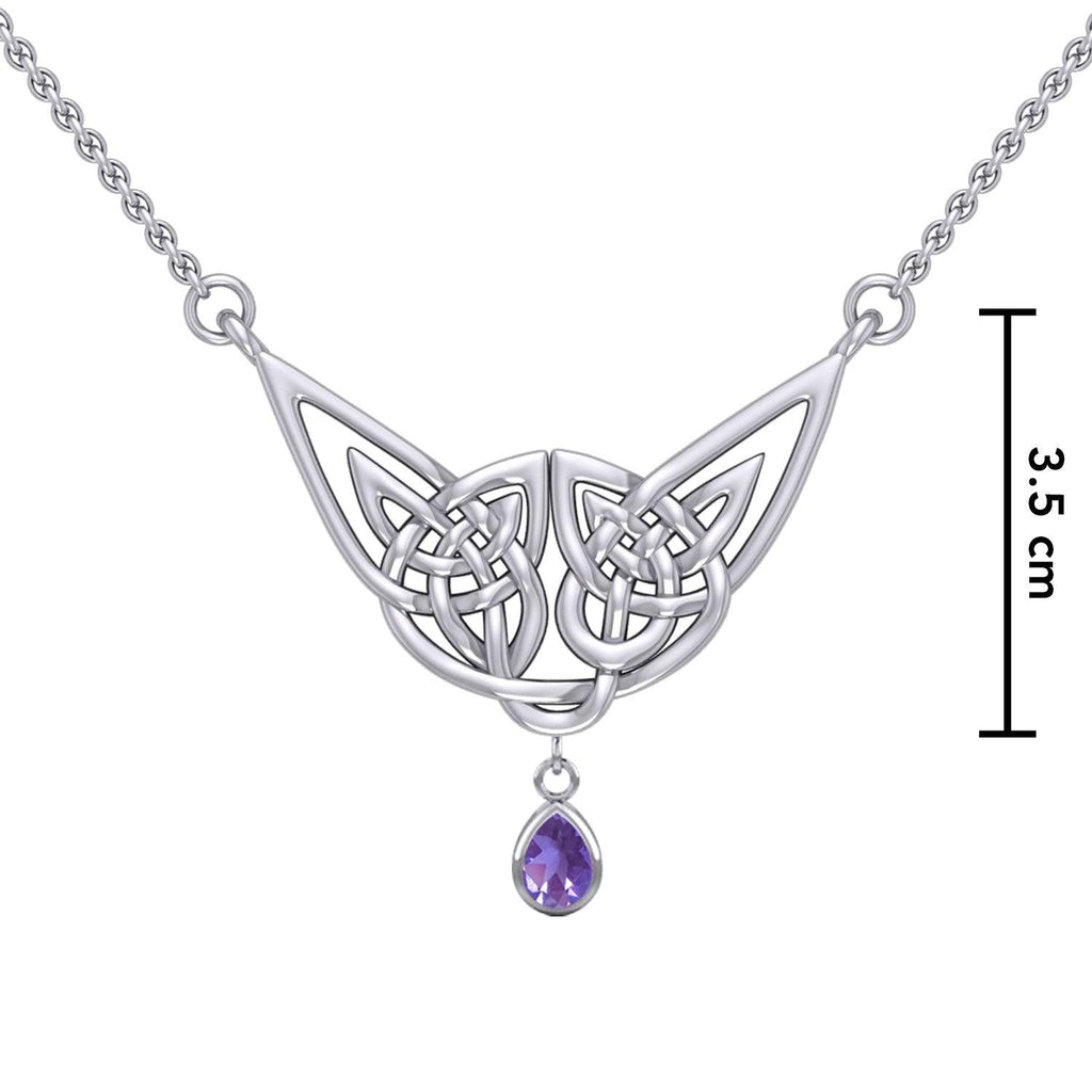 Celtic Knotwork Sterling Silver Necklace with Gemstone TN256