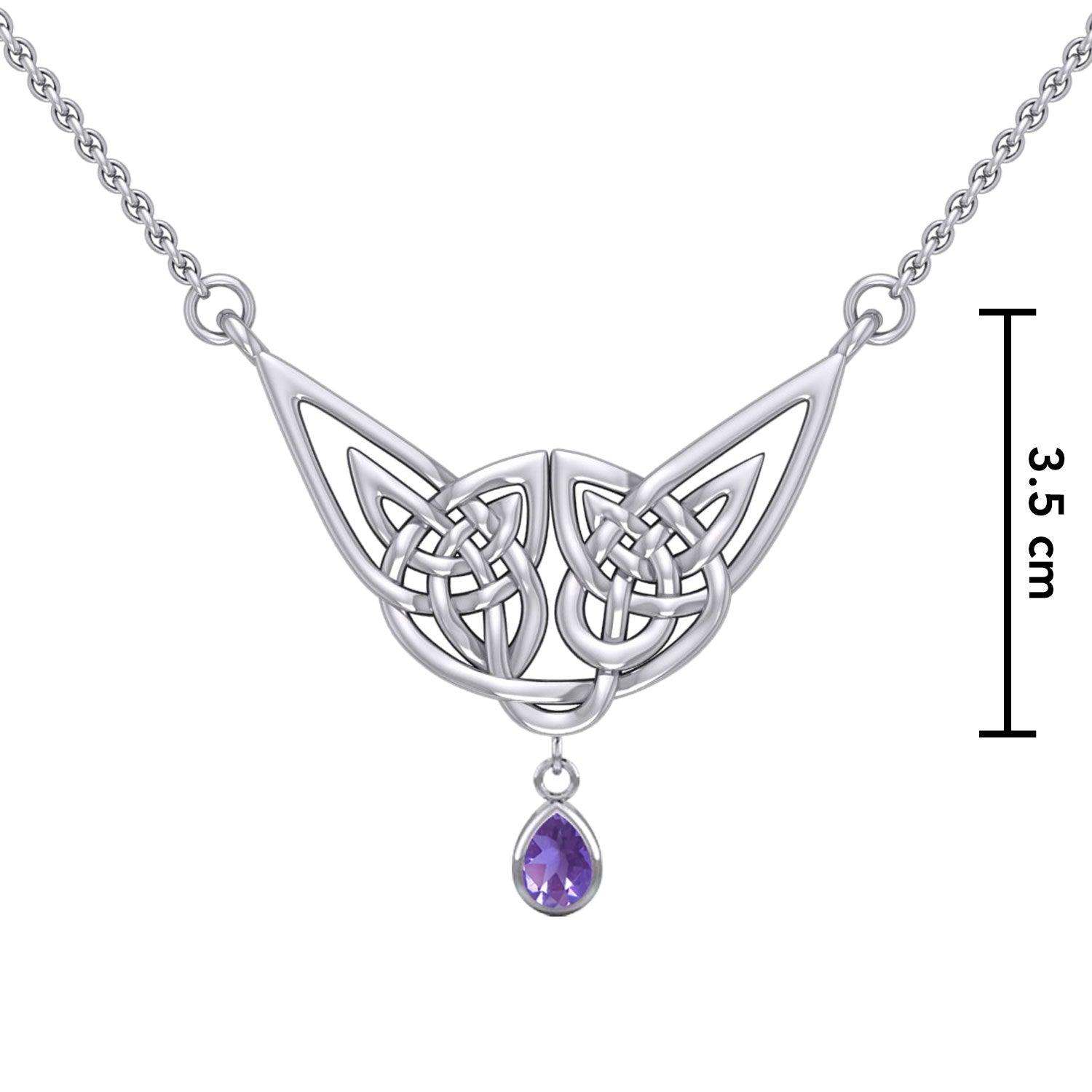 Celtic Knotwork Sterling Silver Necklace with Gemstone TN256