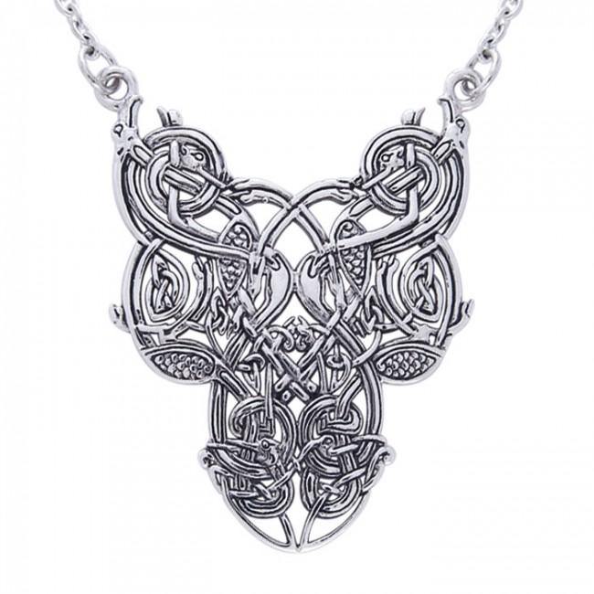 Celtic Knotwork Bird Sterling Silver Necklace Jewelry By Peter Stone Featuring Intricate Engraving TN294
