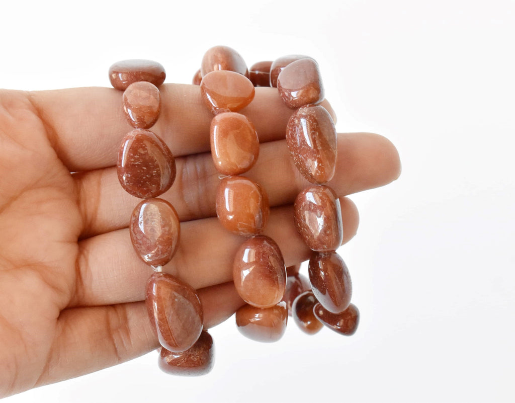 Red Aventurine Nugget Bracelet ~ Crystal Nuggets Jewelry | Nugget Bracelet | Wiccan Center