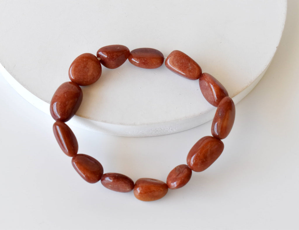 Red Aventurine Nugget Bracelet ~ Crystal Nuggets Jewelry | Nugget Bracelet | Wiccan Center