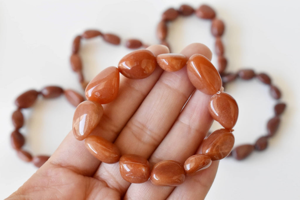 Red Aventurine Nugget Bracelet ~ Crystal Nuggets Jewelry | Nugget Bracelet | Wiccan Center