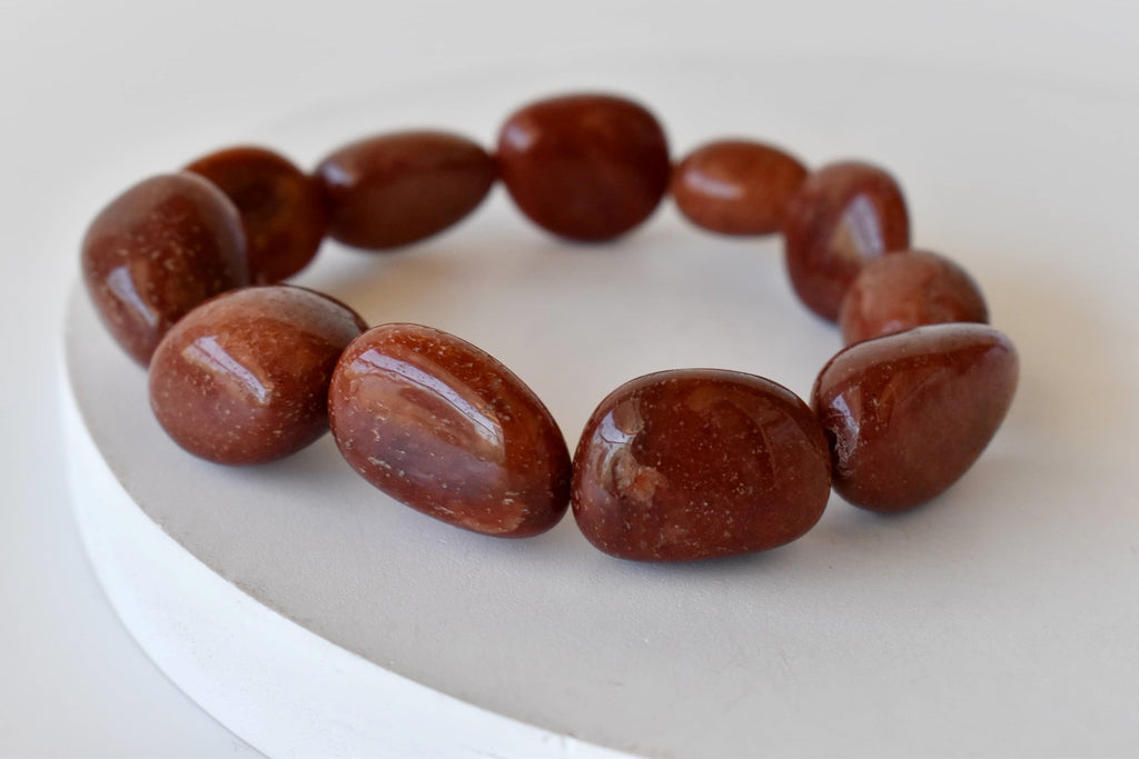 Red Aventurine Nugget Bracelet ~ Crystal Nuggets Jewelry | Nugget Bracelet | Wiccan Center