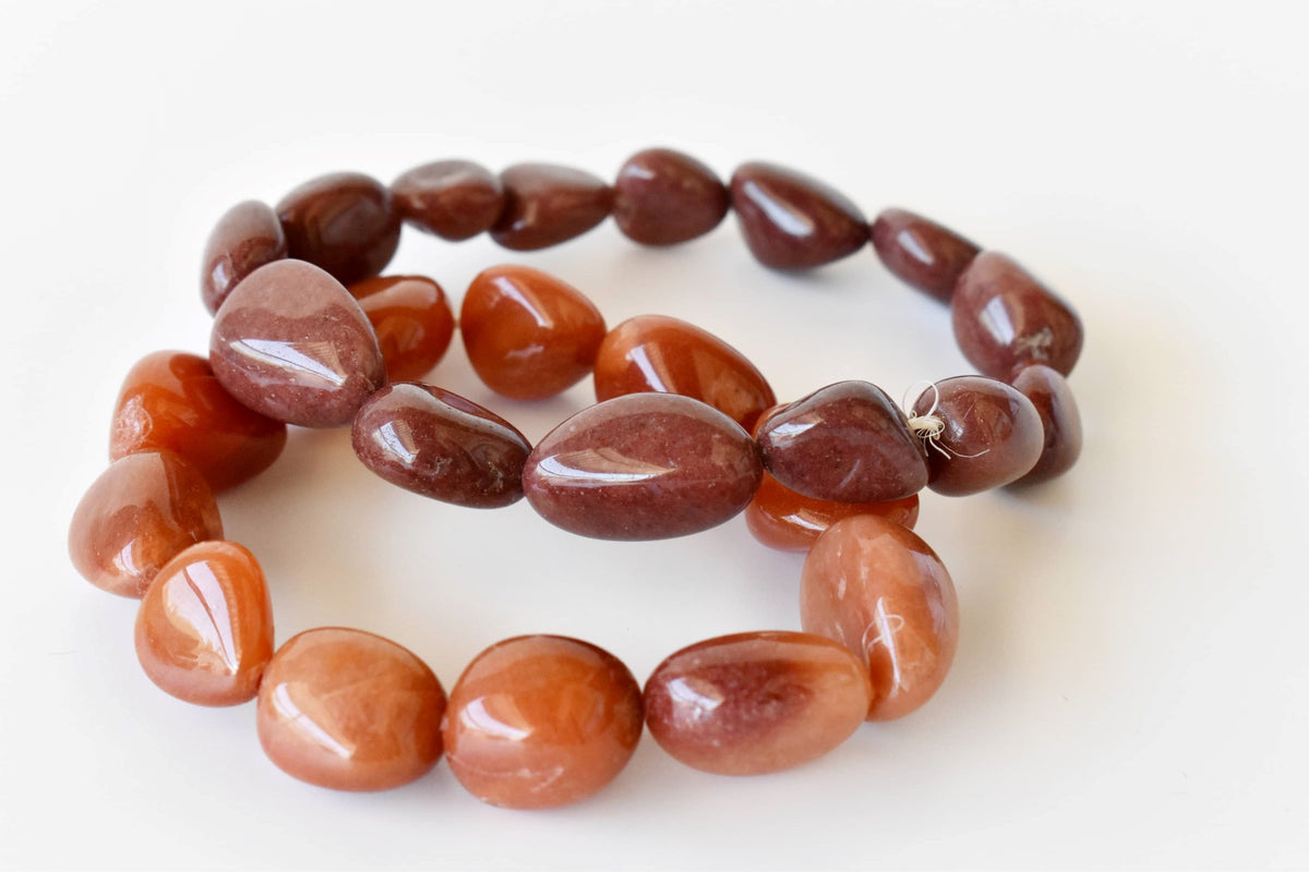 Red Aventurine Nugget Bracelet ~ Crystal Nuggets Jewelry | Nugget Bracelet | Wiccan Center
