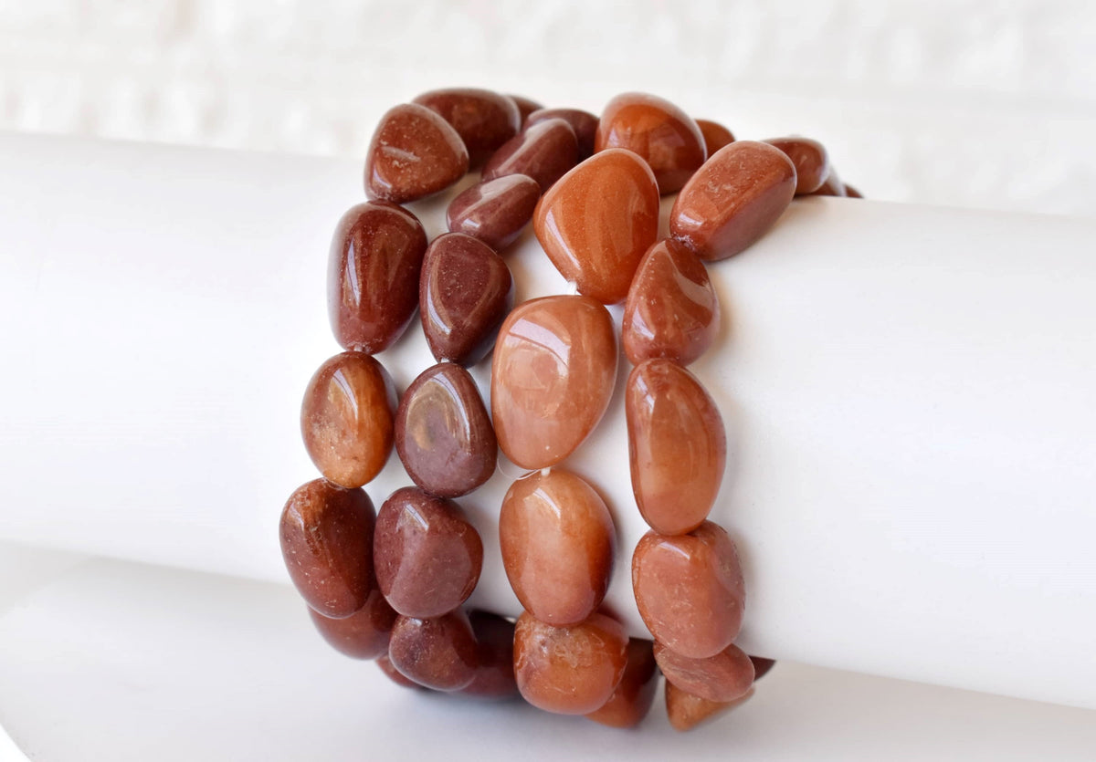 Red Aventurine Nugget Bracelet ~ Crystal Nuggets Jewelry | Nugget Bracelet | Wiccan Center