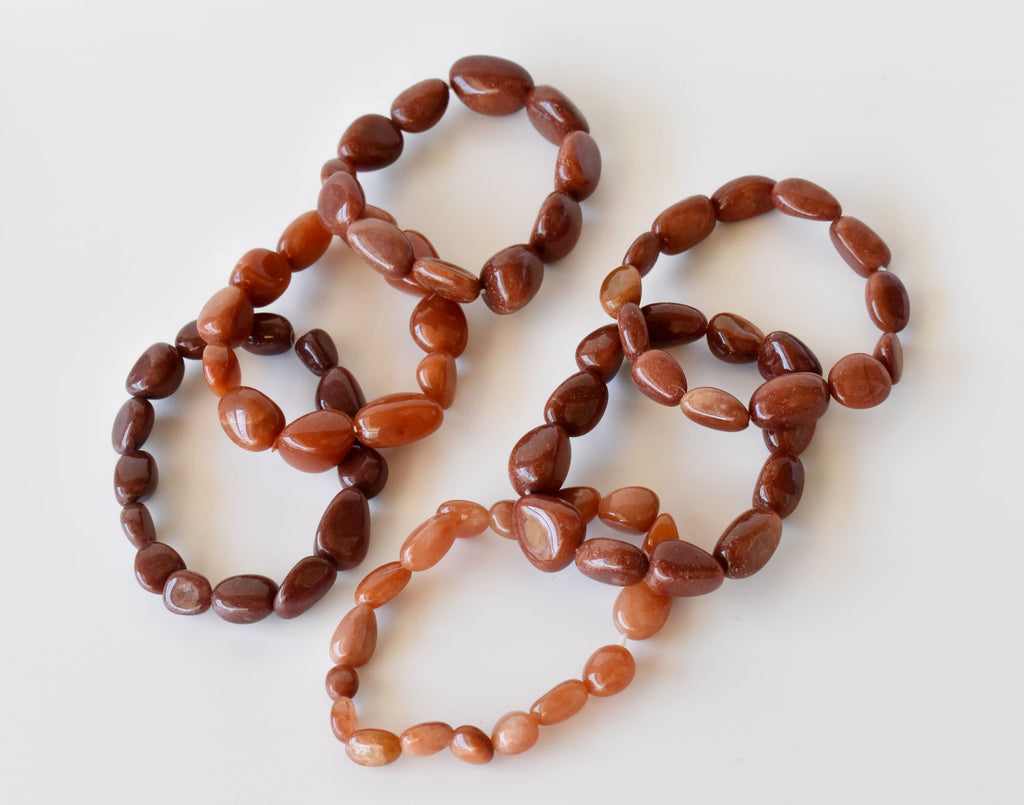 Red Aventurine Nugget Bracelet ~ Crystal Nuggets Jewelry | Nugget Bracelet | Wiccan Center