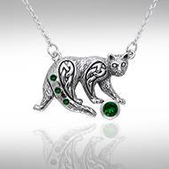 Celtic Cat Gemstone Necklace TNC042