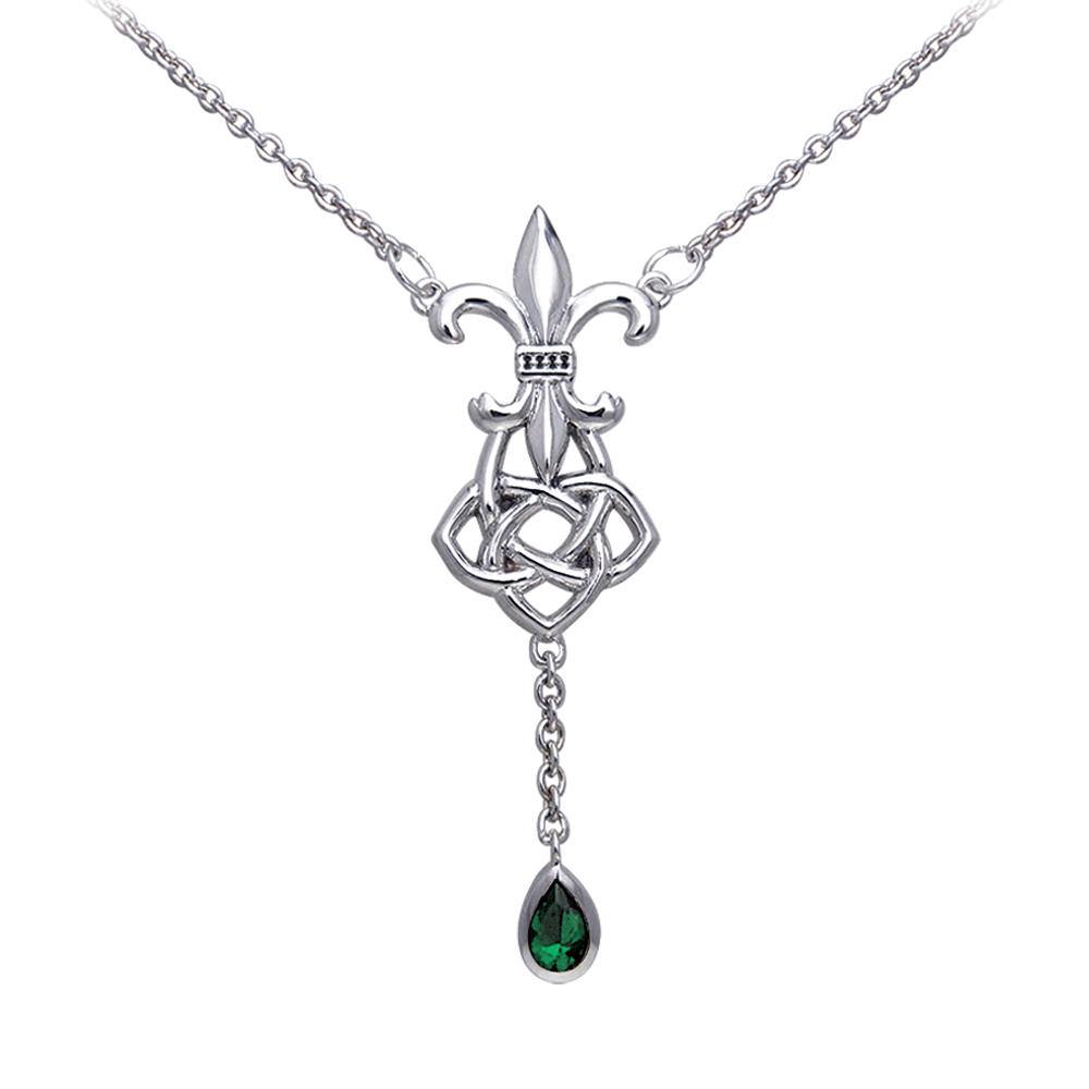 Celtic Knotwork Fleur De Lis Sterling Silver Necklace TNC045