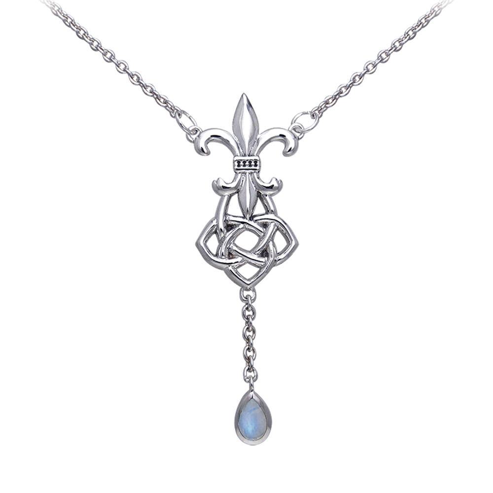 Celtic Knotwork Fleur De Lis Sterling Silver Necklace TNC045