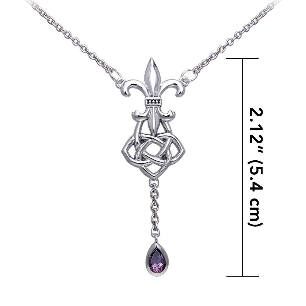 Celtic Knotwork Fleur De Lis Sterling Silver Necklace TNC045