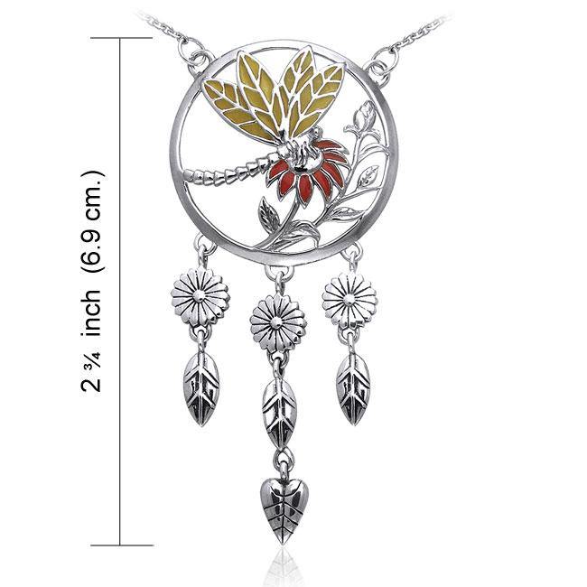 Ted Andrews Dragonfly Sterling Silver Necklace with Colored Enamel  TNC050