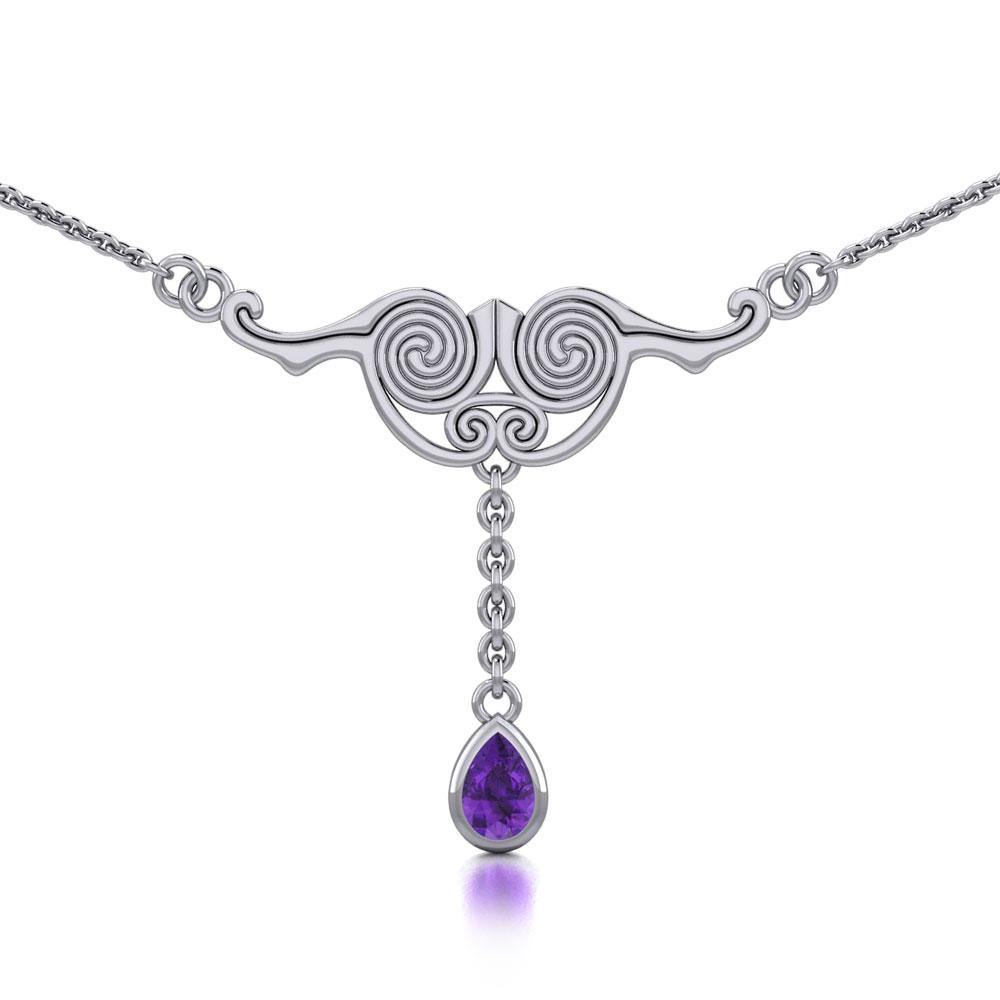 Celtic Silver Spiral Necklace TNC055