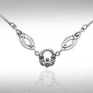 Celtic Knotwork Silver Claddagh Necklace TNC082