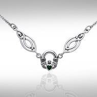 Celtic Knotwork Silver Claddagh Necklace TNC082