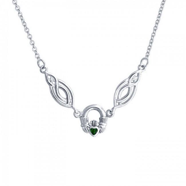 Celtic Knotwork Silver Claddagh Necklace TNC082