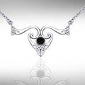 The elegance of Celtic Heritage Silver Celtic Triquetra Necklace with Gemstone TNC162