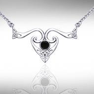 The elegance of Celtic Heritage Silver Celtic Triquetra Necklace with Gemstone TNC162