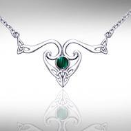The elegance of Celtic Heritage Silver Celtic Triquetra Necklace with Gemstone TNC162