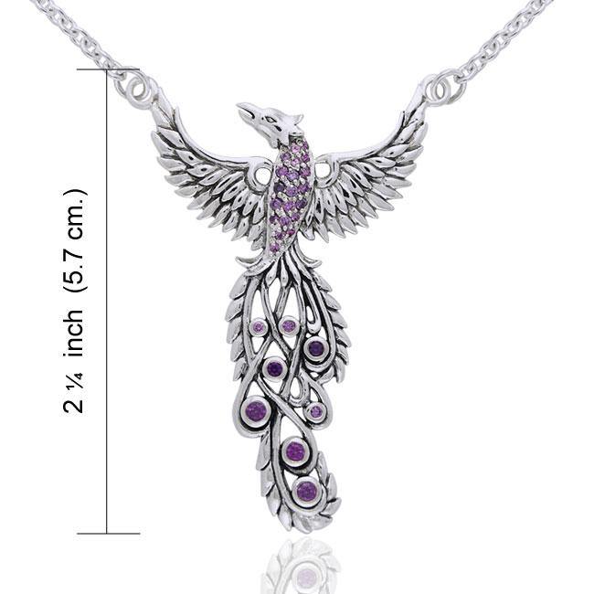 Honor Thy Flying Phoenix Sterling Silver Necklace With Gemstone TNC236 Elegant Spiritual Jewelry for Inspiration