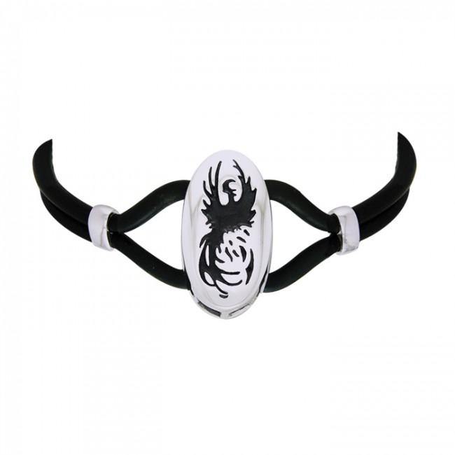 Sterling Silver Rising Phoenix Leather Cord Necklace TNC253