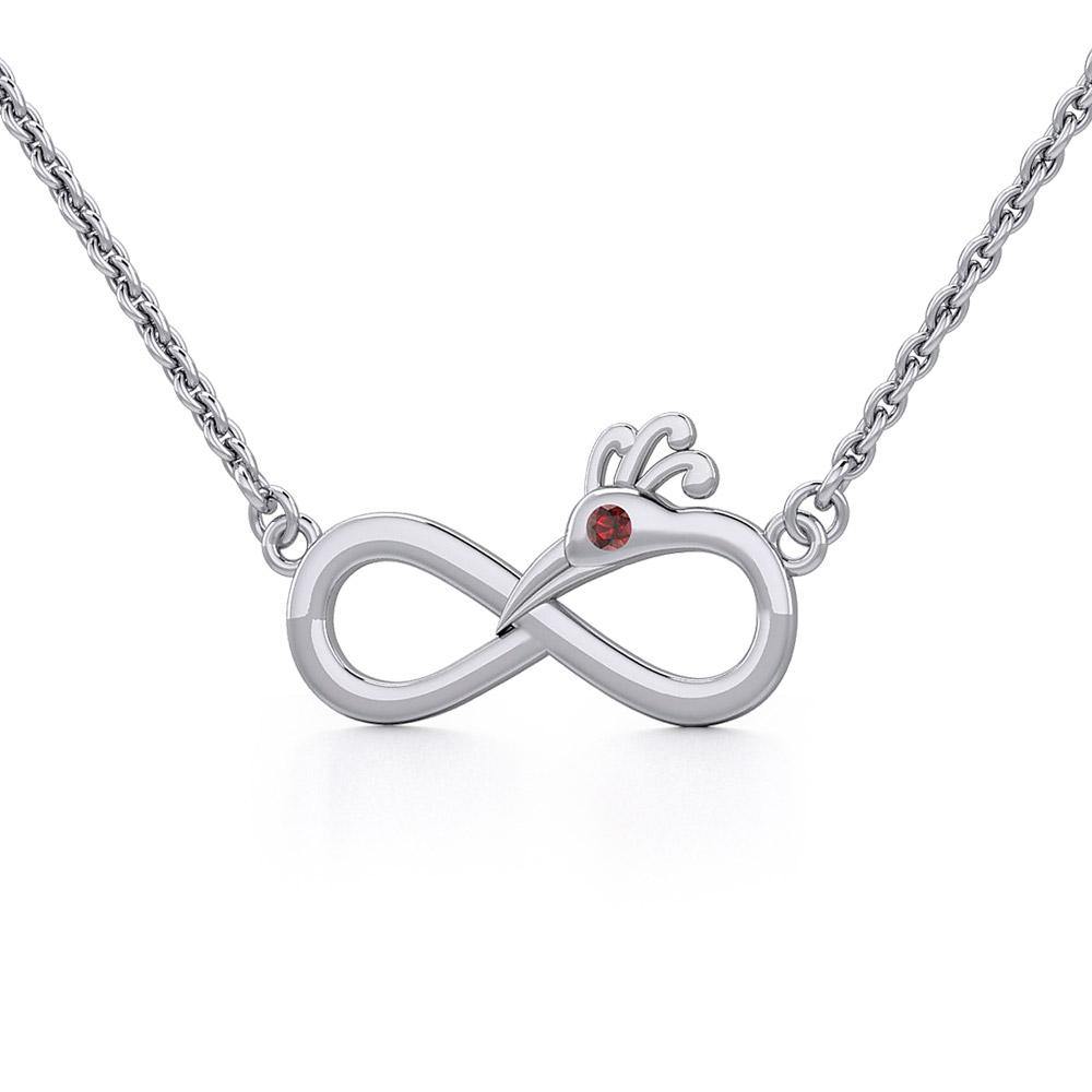 Infinity Peacock Sterling Silver Necklace with Gemstone TNC487