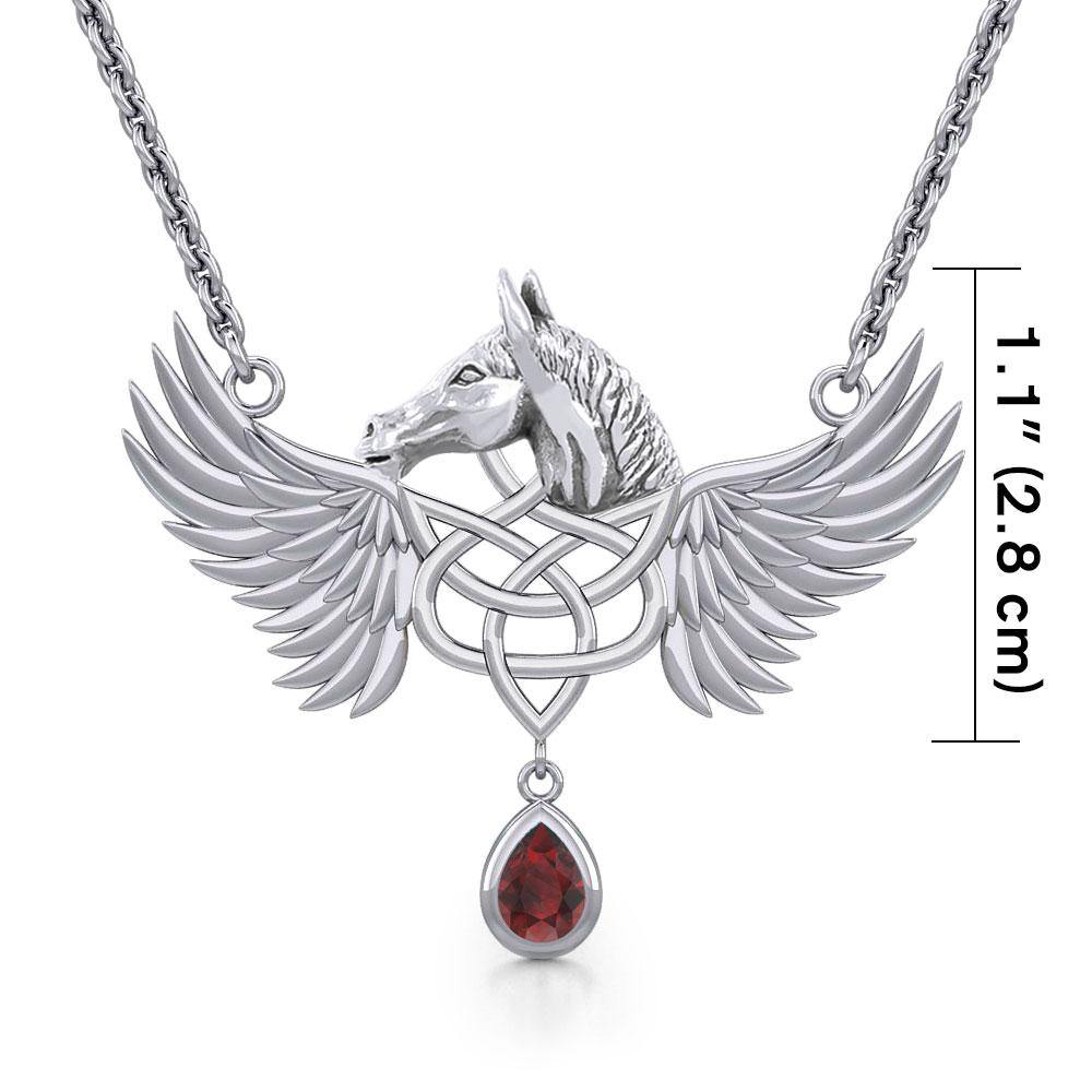 Celtic Pegasus Horse with Wing Sterling Silver Necklace TNC540