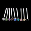 Unbent Nostril Screw/ Pins with Prong Set Premium Zirconia | Body Jewelry | Wiccan Center