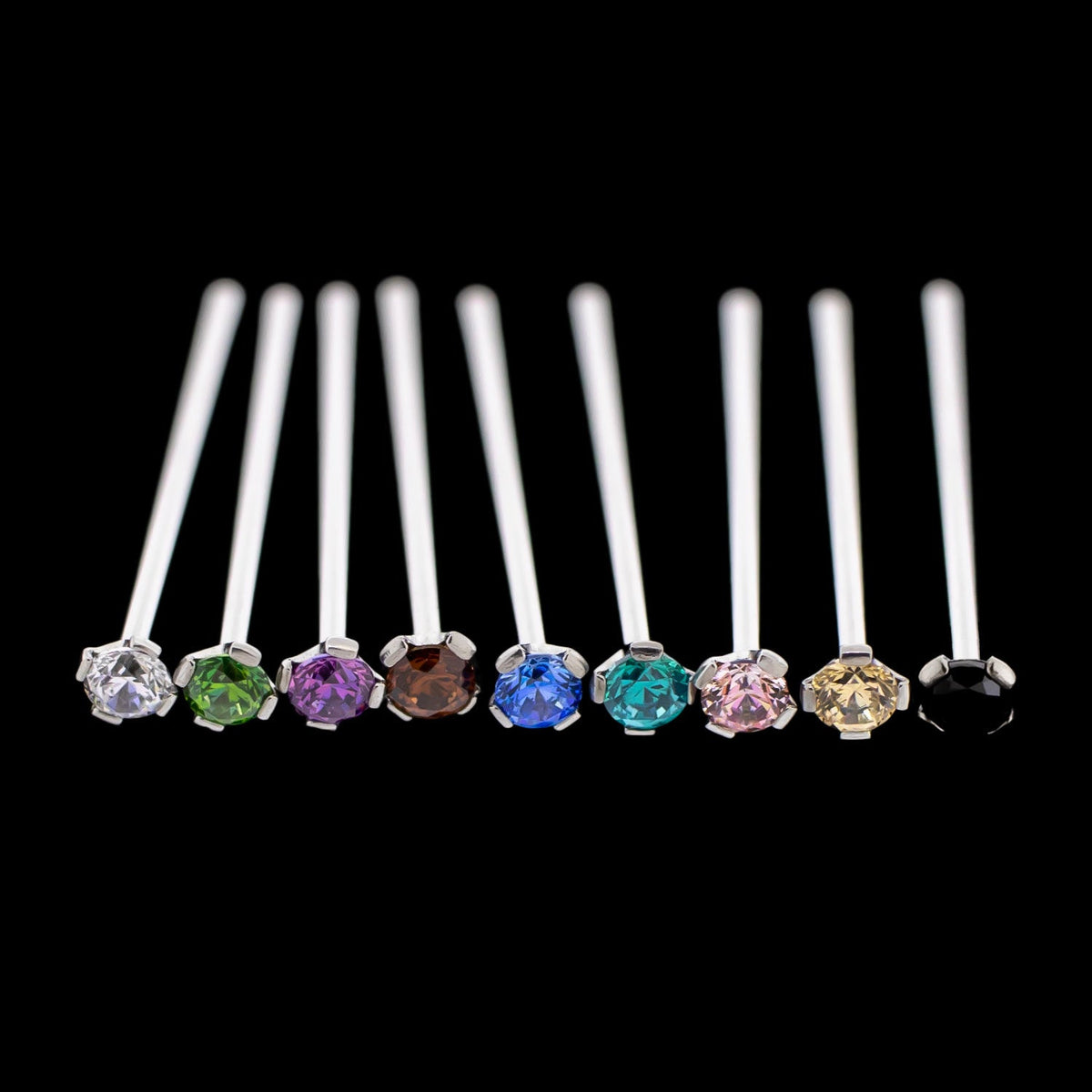 Unbent Nostril Screw/ Pins with Prong Set Premium Zirconia | Body Jewelry | Wiccan Center