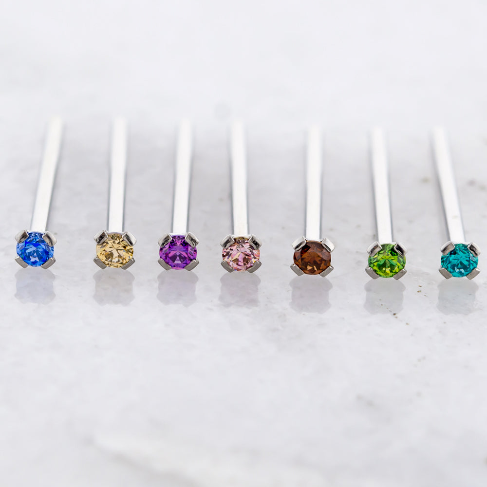 Steel Prong Set Nose Pin With Premium Zirconia | Body Jewelry | Wiccan Center
