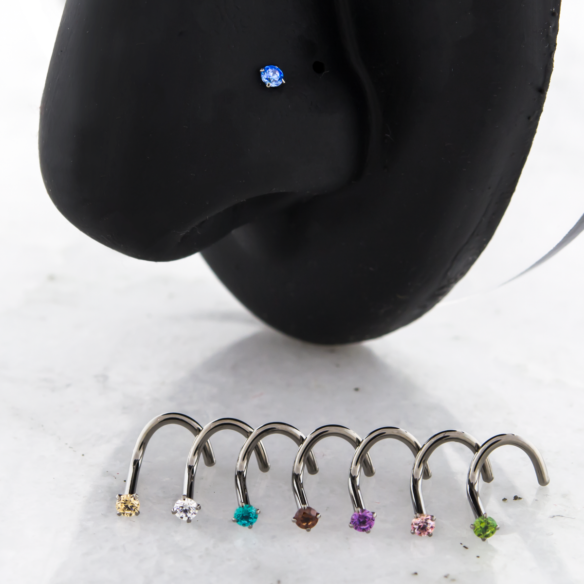 Steel Prong Set Nose Screw With Premium Zirconia | Body Jewelry | Wiccan Center