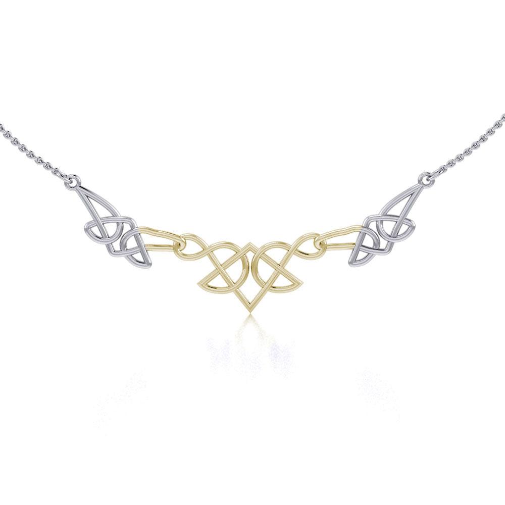 Celtic Knotwork Sterling Silver Necklace With Gold Accent TNV003 Eternity Symbol Jewelry